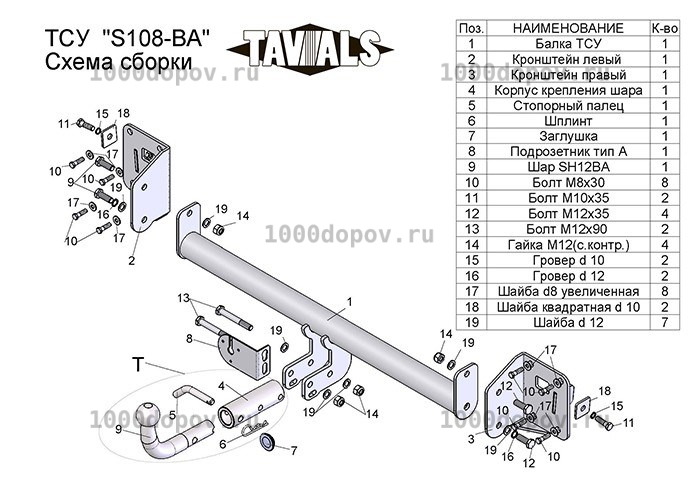 Фаркоп TAVIALS S108-BA Skoda Octavia 3 (5E3) 2013-2020 — рисунок 8