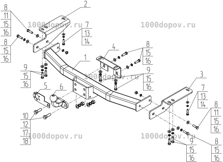 Фаркоп Avtos TY 50 TOYOTA PRADO 120/150 с 2002-н.в. — рисунок 1