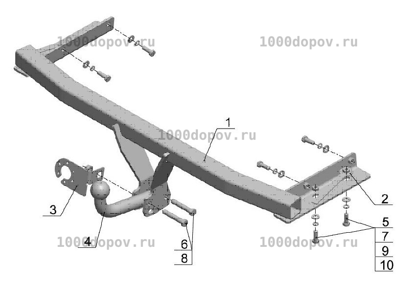 Фаркоп Avtos FD 27 Ford Focus S-MAX 2010-н.в. — рисунок 2