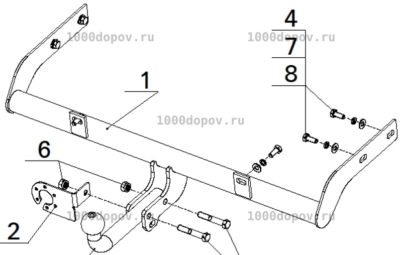 Фаркоп Avtos DO 03 Datsun on-DO 2014-н.в. — рисунок 3