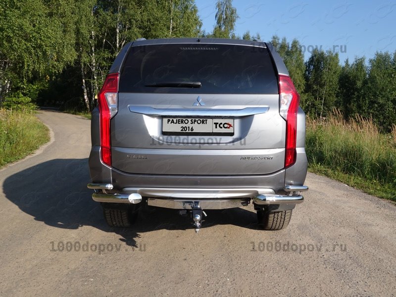 Фаркоп ТСС Тюнинг TCU00013 Mitsubishi Pajero Sport 3 2016-  (алюм. накладка, надпись Pajero Sport) — рисунок 1
