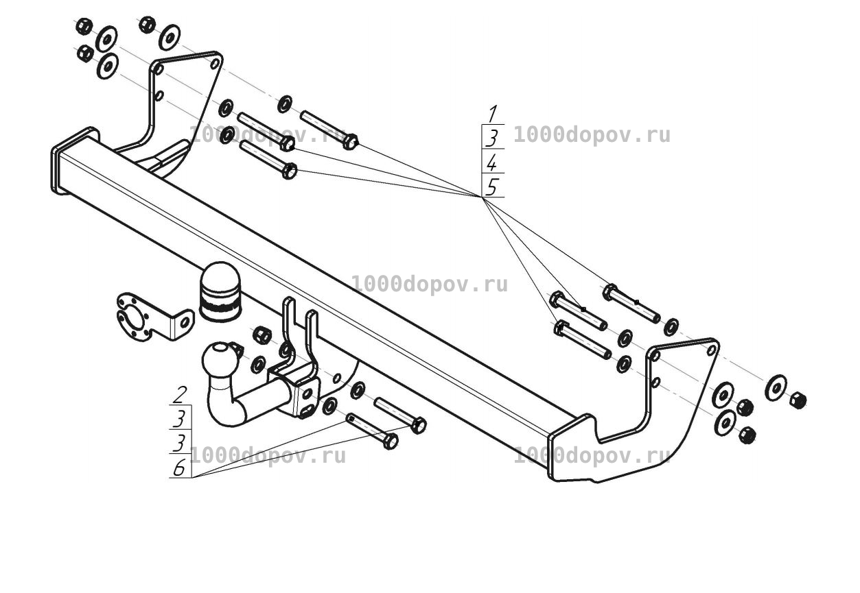 Фаркоп Motodor 91204-А Mercedes Viano W639 09/2003-2014 (оцинк. шар) — рисунок 7