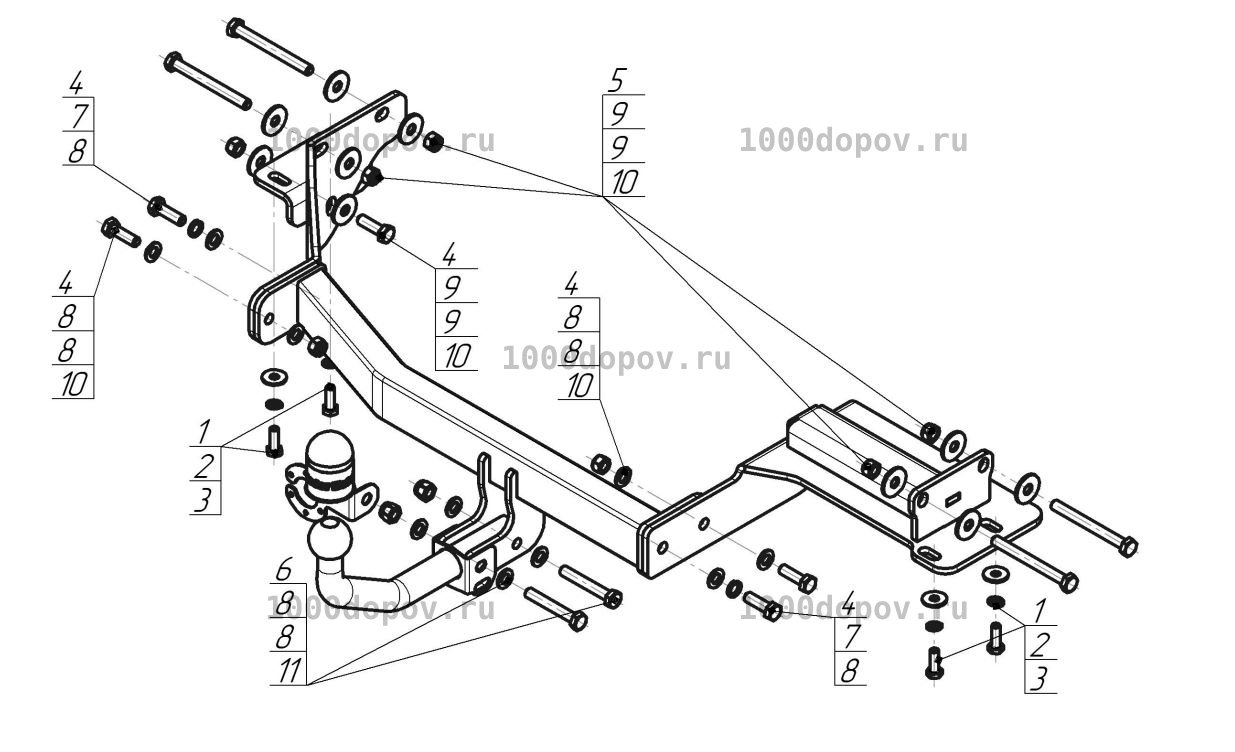Фаркоп 90914-A Motodor Hyundai Palisade 2020-2025 (оцинк. шар) — рисунок 7