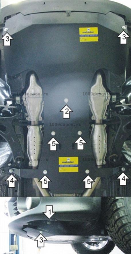 Защита Motodor 32218 Subaru Tribeca 2005-2015 (Картер, Кпп) — рисунок 3