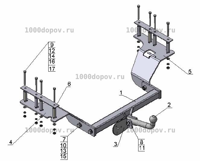 Фаркоп Avtos HN 02 Honda CR-V 03/2002-2006 — рисунок 6