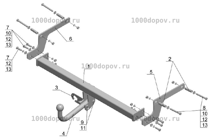Фаркоп Avtos RN 07 Renault Duster 2011-2015 — рисунок 2