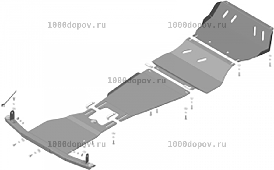 Защита Motodor 11336 на Mitsubishi L 200 2015-н.в. (Радиатор, Картер, Кпп, Перед. диф., Разд. коробка) — рисунок 2