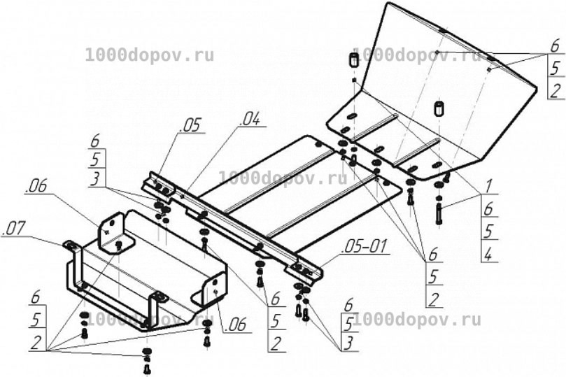 Защита Motodor 03006 Chevrolet Niva 2002-2020 (Картер, Кпп, Разд. коробка) — рисунок 2
