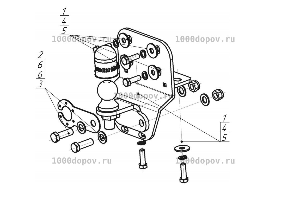 Фаркоп Motodor 92513-FE Toyota  FJ Cruiser 2002-н.в. (оцинк. шар) — рисунок 4