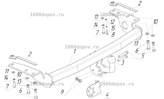Фаркоп Avtos TY 29 Toyota Corolla (E12) 2002-2007 — рисунок 2