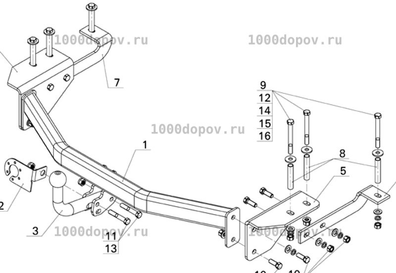 Фаркоп Avtos TY 39 Toyota Alphard 2008-2014 — рисунок 15