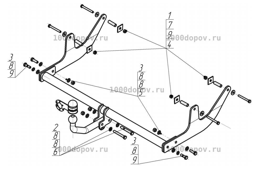 Фаркоп Motodor 92101-A  LADA Largus (в т.ч. Cross) 2012-н.в. (оцинк. шар) — рисунок 7
