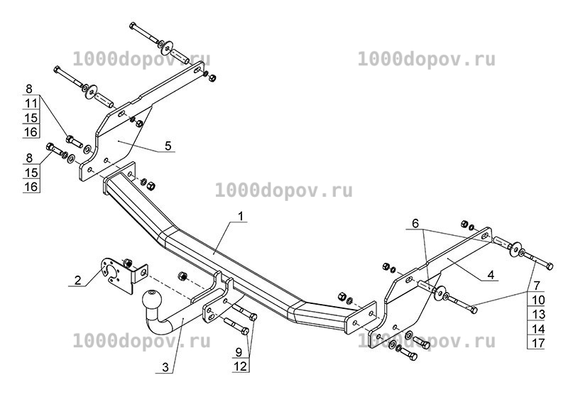 Фаркоп Avtos NS 24 Nissan Almera 2013-н.в. — рисунок 6