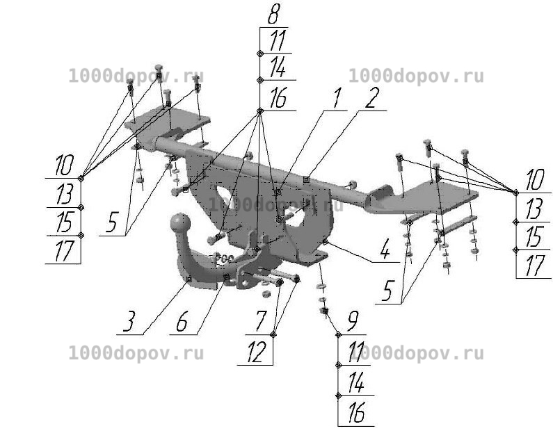 Фаркоп Avtos FA 01 Fiat Albea 2002-2012 — рисунок 1