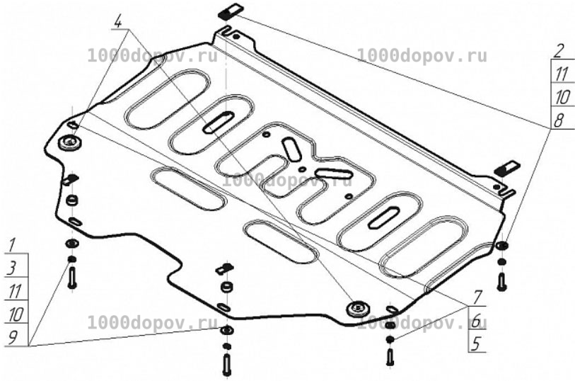 Защита Motodor 71604 Citroen C4 седан 2013-2020 (Картер, Кпп) — рисунок 2
