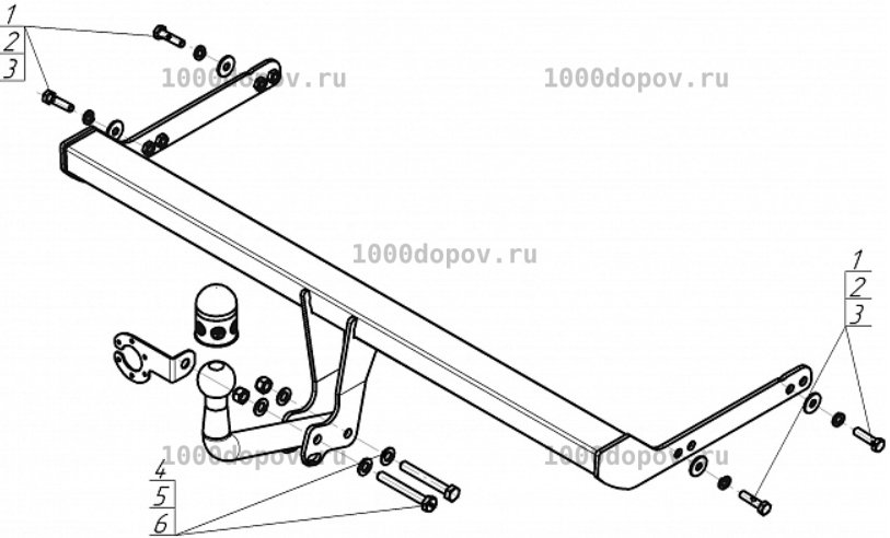 Фаркоп АвтоСтандарт S101A Skoda Rapid 2012-н.в. (оцинк. шар) — рисунок 1