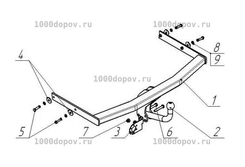 Фаркоп Avtos SK 05 Skoda Fabia hb 2004-08/2014 (кроме RS) — рисунок 3