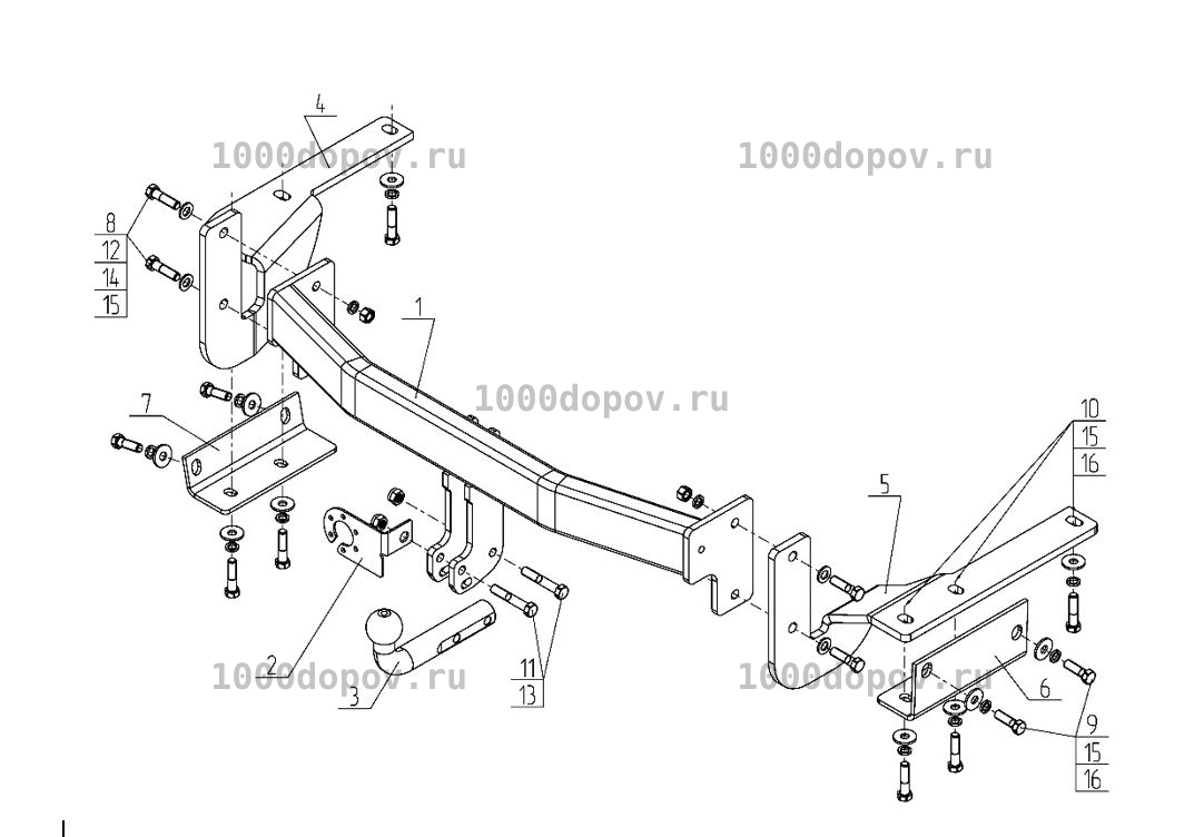 Фаркоп Avtos TY 45 Toyota Highlander 3 (XU50) 2014-2020 — рисунок 3