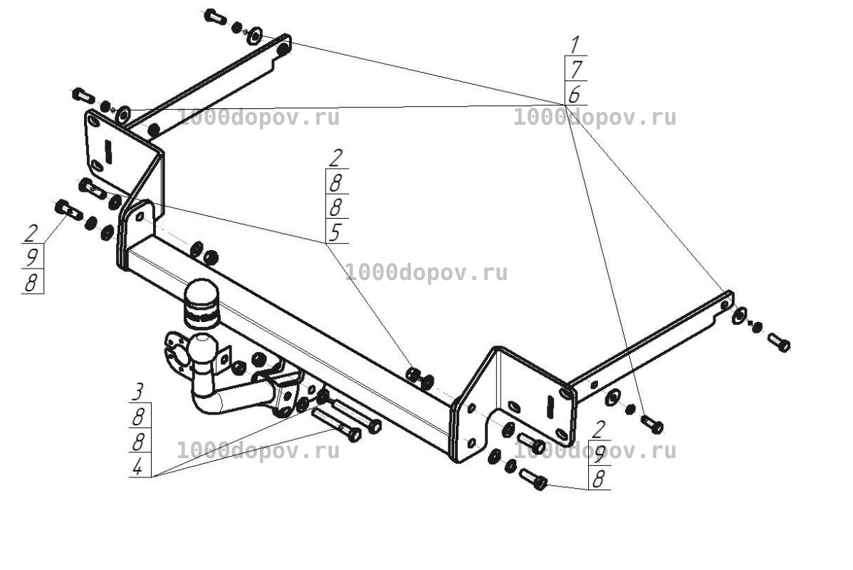 Фаркоп Motodor 90707-A Ford Focus 2, 3 hb  2004-н.в. (оцинк. шар) — рисунок 7