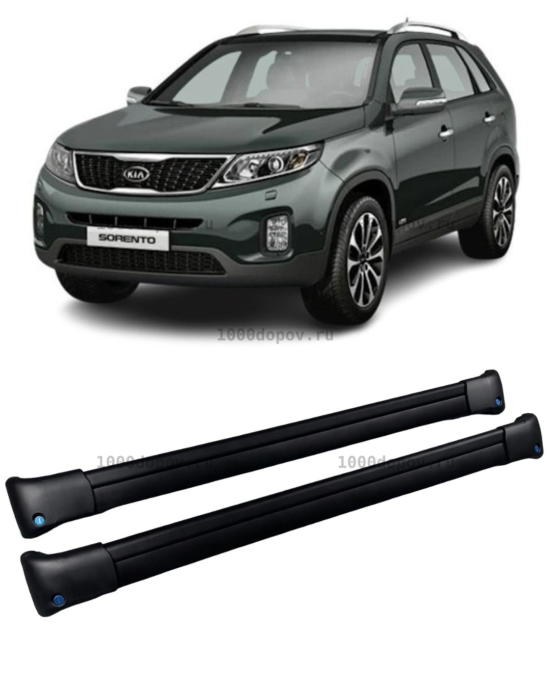 Багажник на рейлинги Kia Sorento XM 2012-2020 поперечины черный — рисунок 8