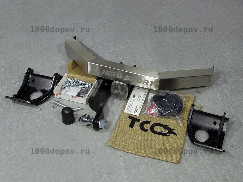 Фаркоп ТСС Тюнинг TCU00013 Mitsubishi Pajero Sport 3 2016-  (алюм. накладка, надпись Pajero Sport) — рисунок 3