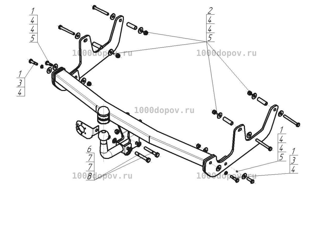 Фаркоп Motodor 91706-A Renault Sandero 2009-2014 (оцинк. шар) — рисунок 2