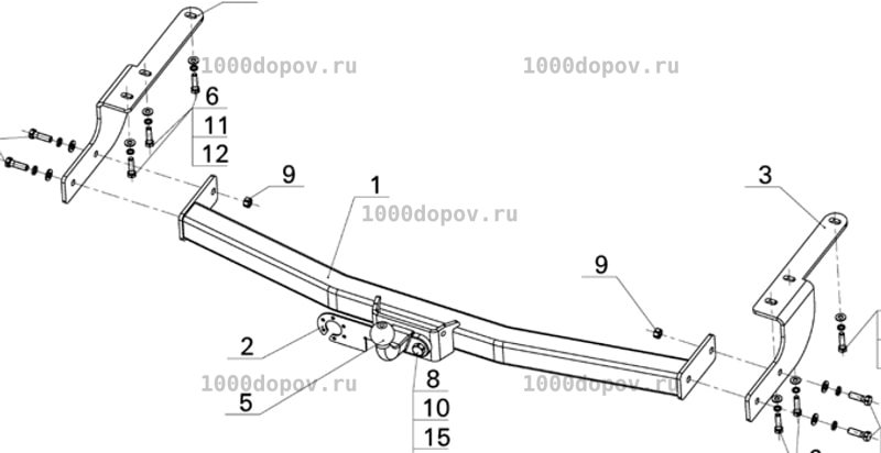 Фаркоп Avtos TY 38 Toyota Highlander 2010-2014 — рисунок 5