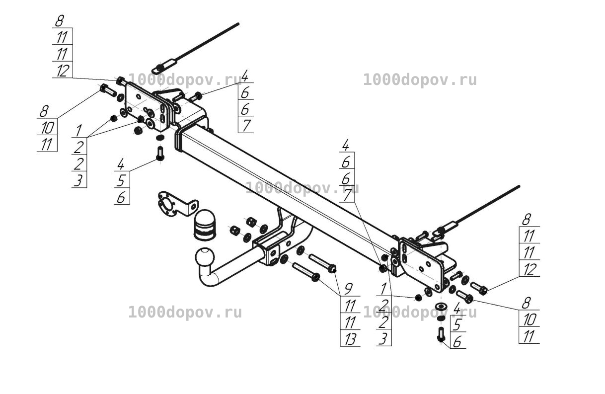 Фаркоп Motodor 97201-A Changan CS75 FL 2018 - н.в (оцинк. шар) — рисунок 7