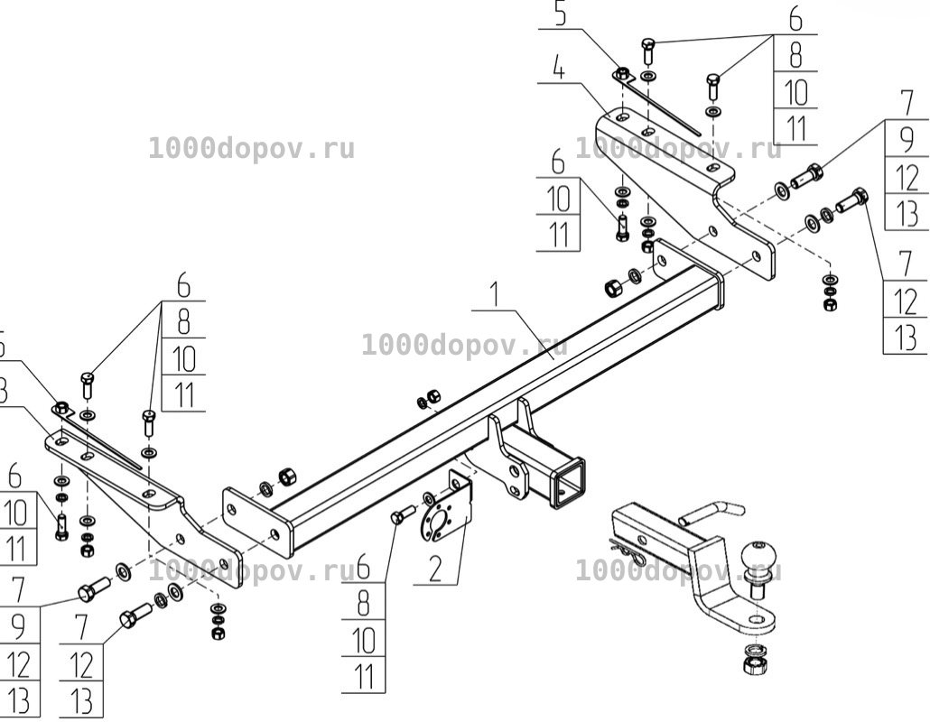 Фаркоп Avtos JC 04B Jac T9 2024-н.в. — рисунок 1