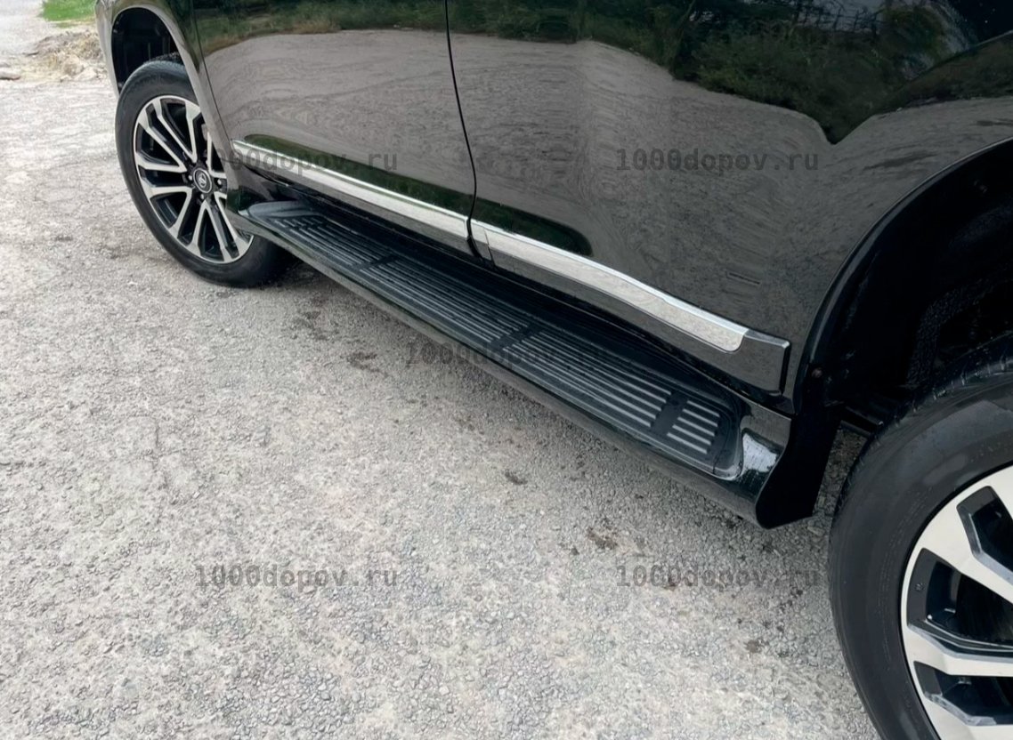 Пороги подножки на Land Cruiser Prado 150 стиль Lexus GX черные — рисунок 2
