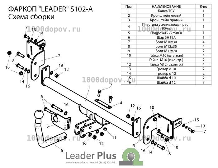 Фаркоп Leader Plus S102-A Skoda Fabia (5J2) 2007-н.в. — рисунок 2