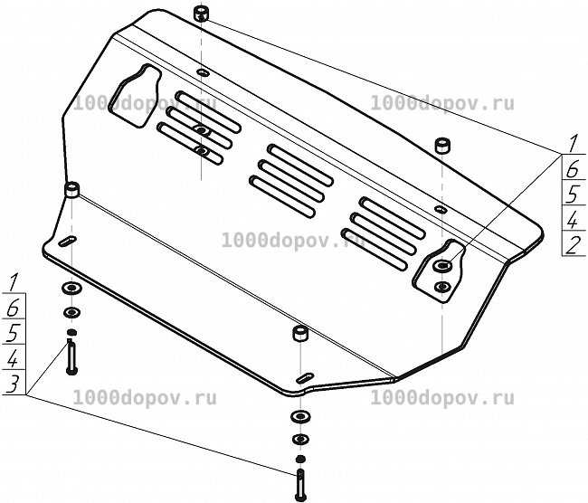 Защита Motodor 381302 на Mitsubishi Pajero IV 2006-2020 (Радиатор, Интеркулер) — рисунок 2