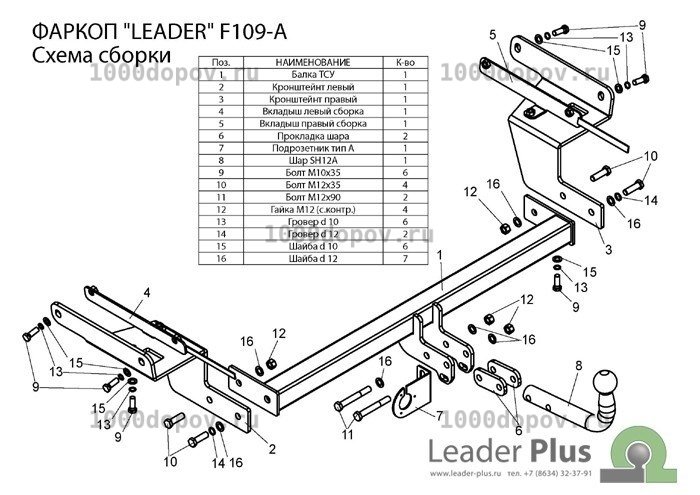 Фаркоп Leader Plus F109-A Ford Focus 2 (DA3) универсал 2004-2011 — рисунок 2