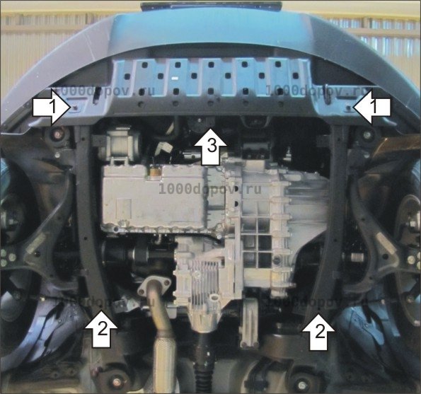 Защита Motodor 32804 на Ssangyong Actyon New 2010-2015 (Картер, КПП) — рисунок 2