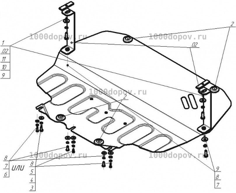 Защита Motodor 72302  SEAT Altea Freetrack 2006-2015 (Картер, Кпп) — рисунок 2