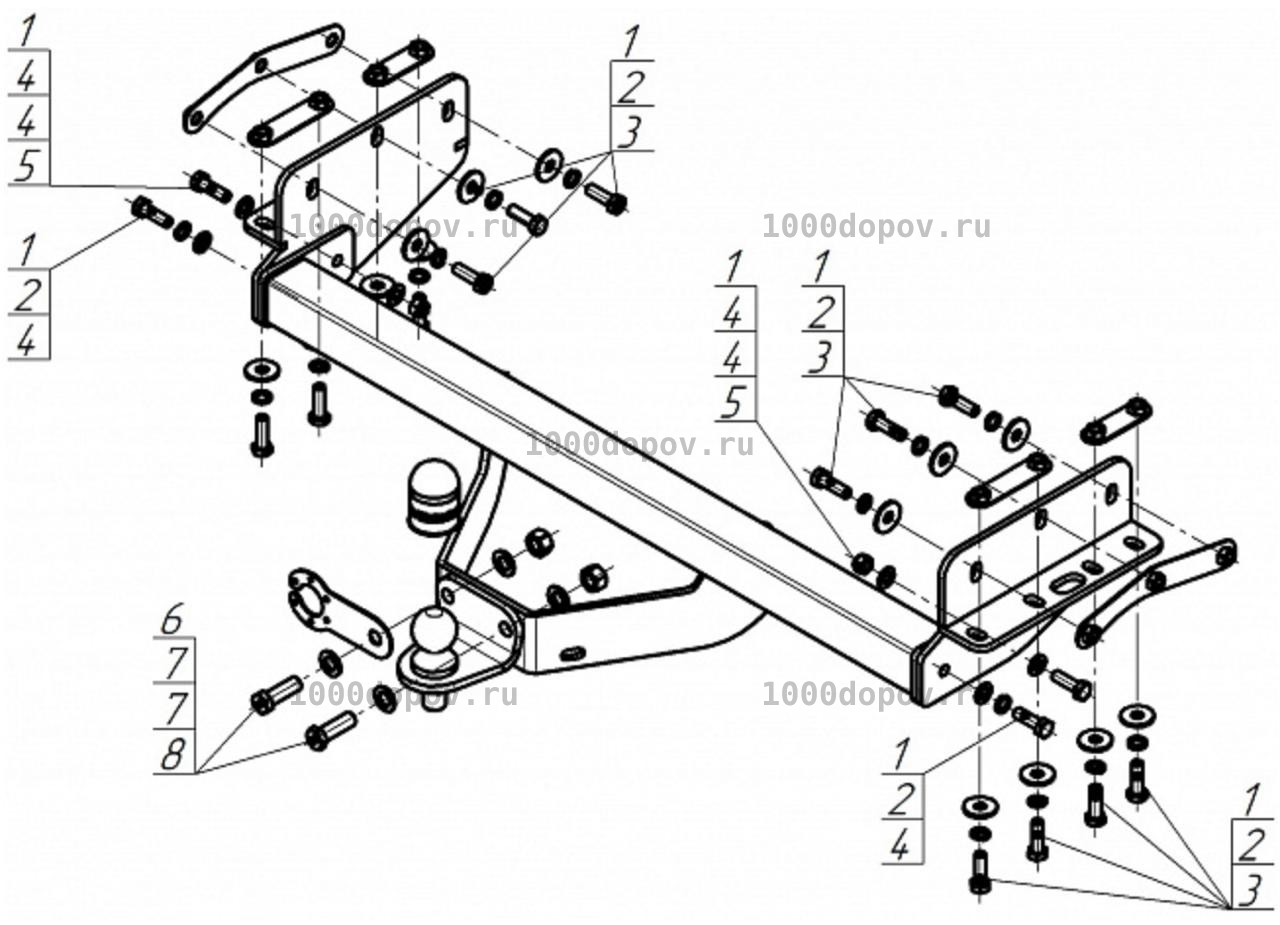 Фаркоп Motodor 98602-FE Dongfeng DF6 2022-н.в (оцинк. Шар) — рисунок 1