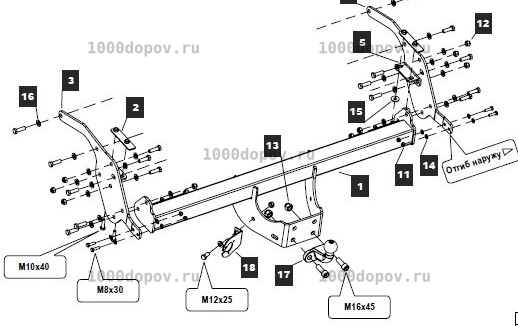Фаркоп Baltex 08225621 Ford Ranger 2011-н.в. — рисунок 2