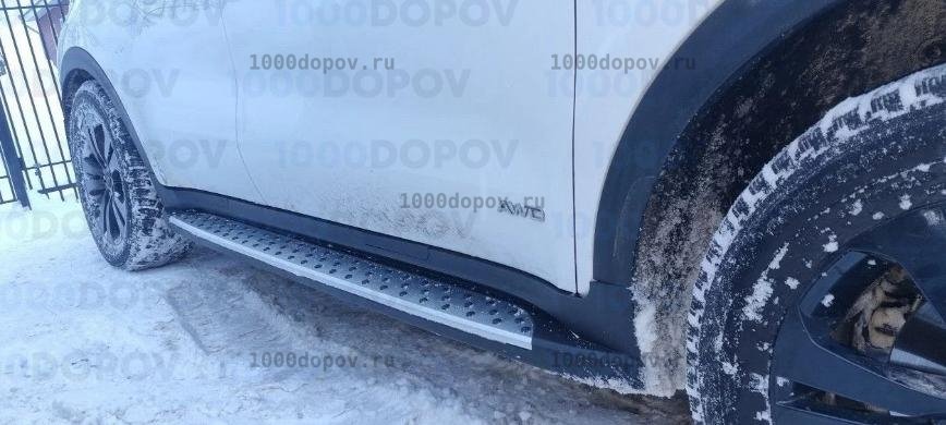 Пороги подножки на Kia Sportage 2016-2022 (в стиле BMW) — рисунок 2