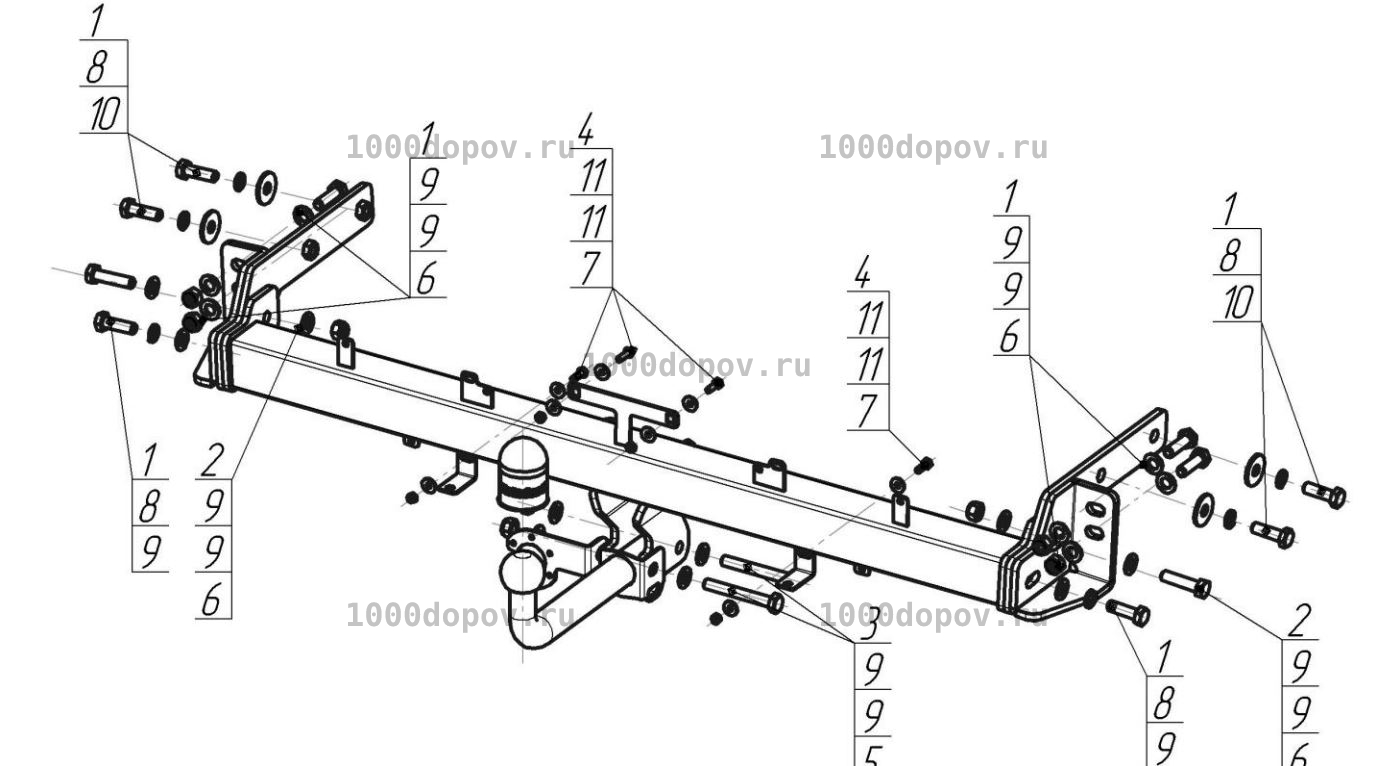 Фаркоп Motodor 90909-A Hyundai Tucson 2018-2021 (оцинк. шар) — рисунок 3