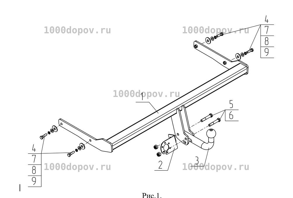 Фаркоп Avtos SK 13 Skoda Karoq 2020-н.в. — рисунок 7