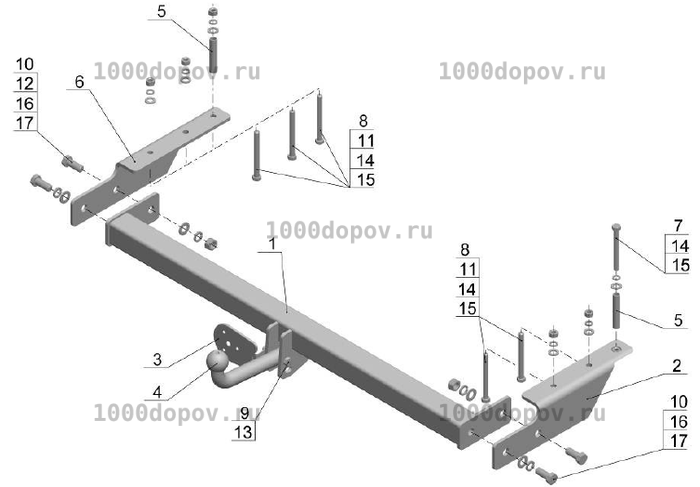 Фаркоп Avtos TD 166 TagAZ Road Partner 2008-2011 — рисунок 2