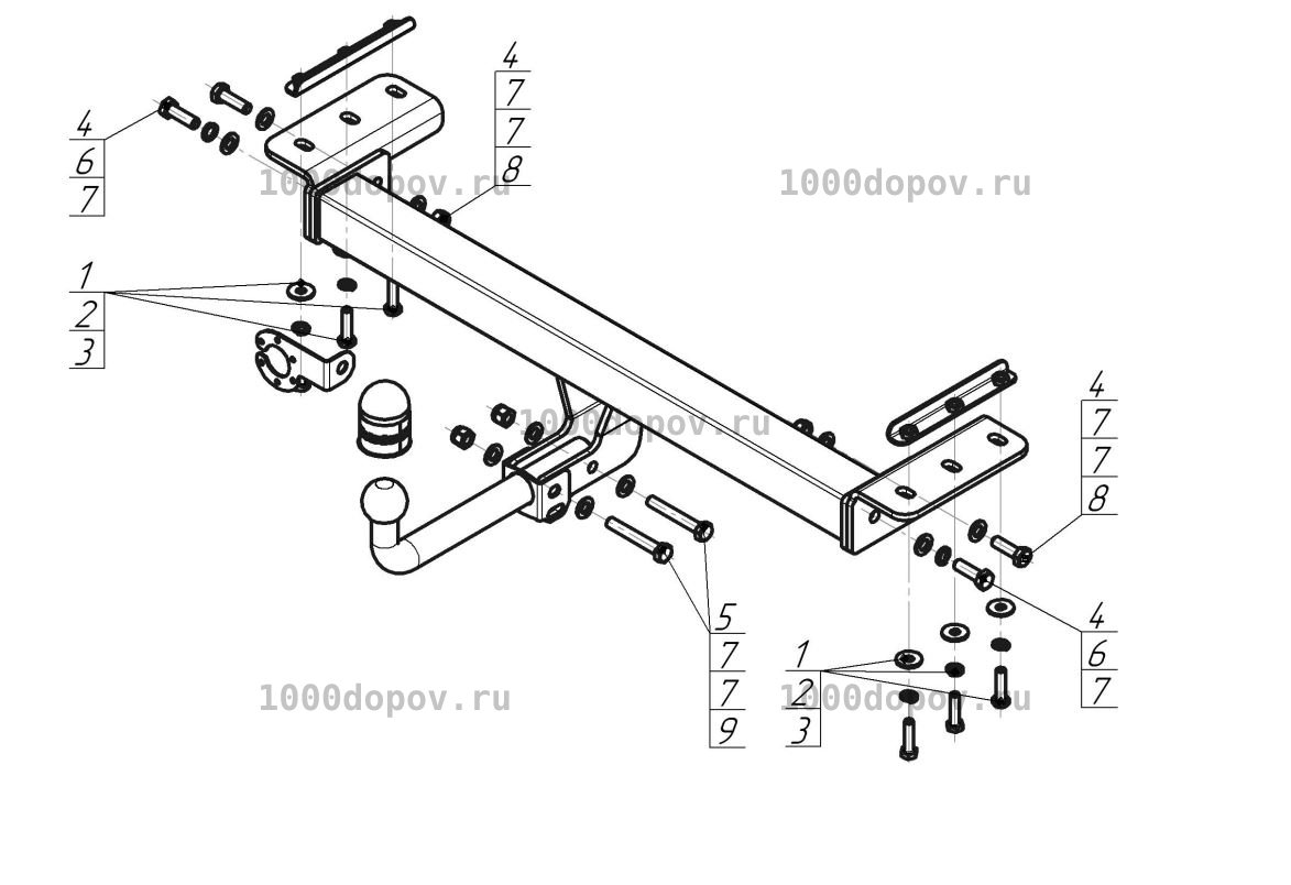 Фаркоп Motodor 99003-A Chery Tiggo 7 Pro 2020-н.в. (оцинк. шар) — рисунок 5