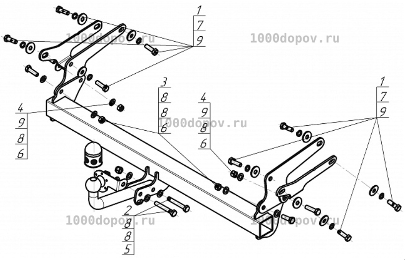 Фаркоп АвтоСтандарт T101A Toyota RAV4 (XA50) 2019- (оцинк. Шар) — рисунок 3