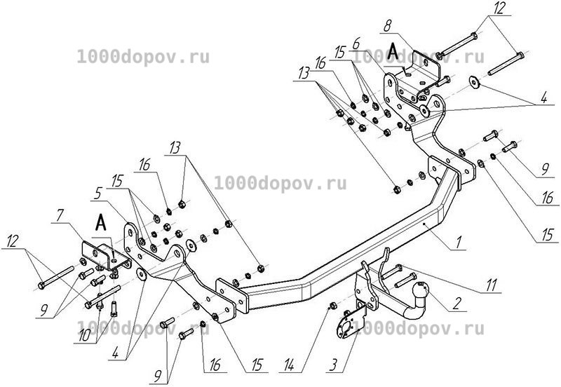 Фаркоп Avtos HY 26 Hyundai H1/H300 2008-н.в. — рисунок 5