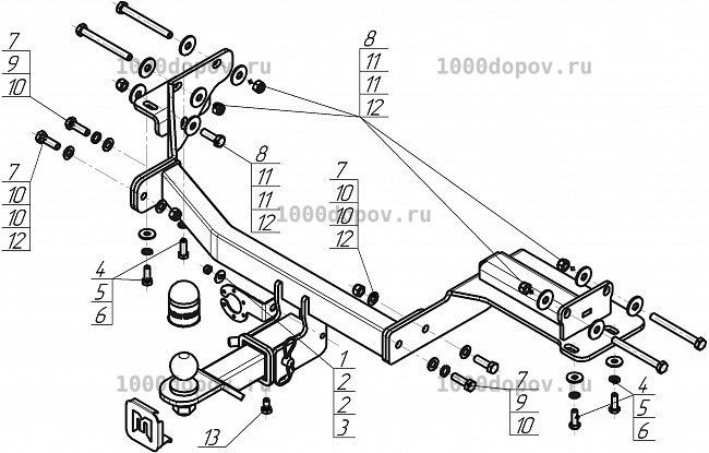 Фаркоп Motodor 90915-E Hyundai Palisade 2020-2025 (оцинк. шар) — рисунок 10