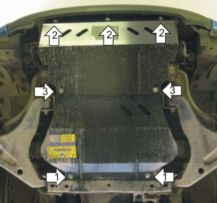 Защита Motodor 01327 на Mitsubishi L 200 2006-2015 (Картер, Радиатор, перед. дифф.) — рисунок 5