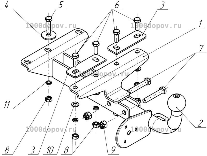 Фаркоп Avtos DW 04 Daewoo Matiz 2002-2015 — рисунок 6