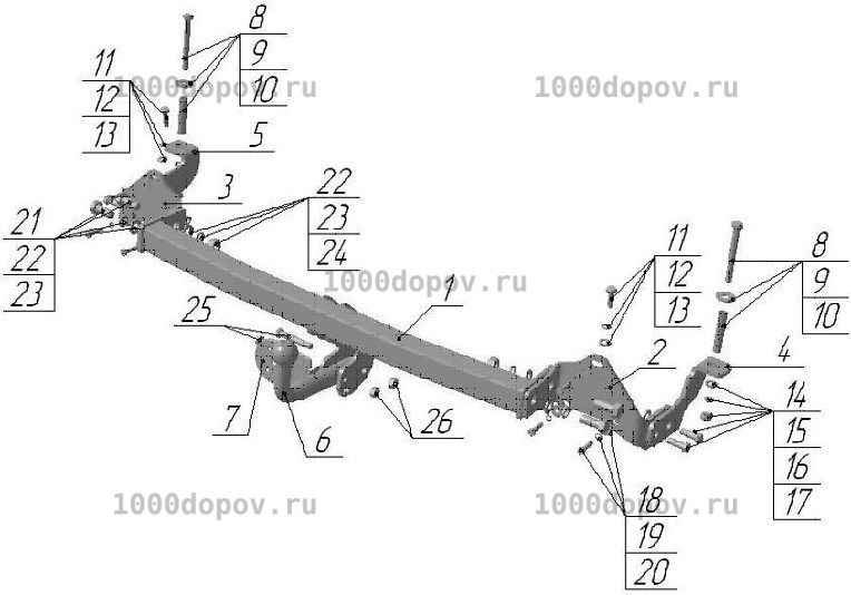 Фаркоп Avtos FA 02 Fiat Doblo 2001-2014 — рисунок 1