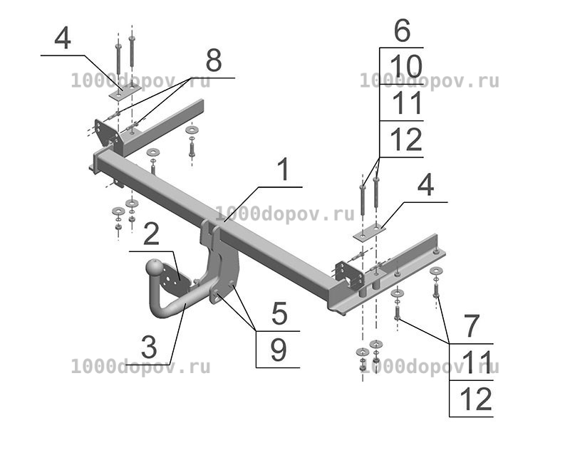 Фаркоп Avtos KI 14 Kia Sephia 2 1998-04/2004 — рисунок 2