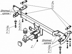 Фаркоп Motodor 97808-E GAC GS4 2024 - н.в Об.дв 1.5, 2.0 (с оцинк. шаром)
